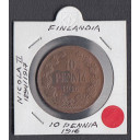 1916 FINLANDIA NICOLA II 10 PENNIA  Moneta in Rame