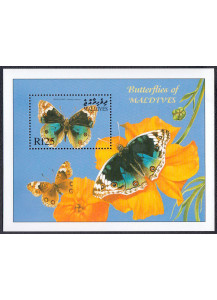 Maldive foglietto dedicato alla farfalla Blue Pansy nuovo BF 440