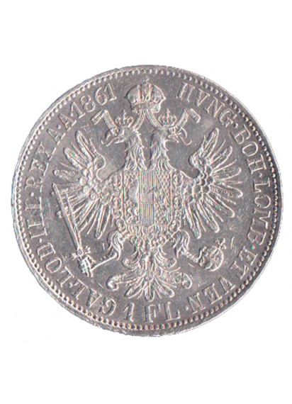 AUSTRIA 1 Florin 1861 A AG Franz Joseph I Stupenda
