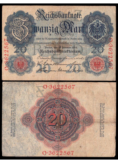 GERMANIA 20 Marchi 1908-10  Conservazione BB