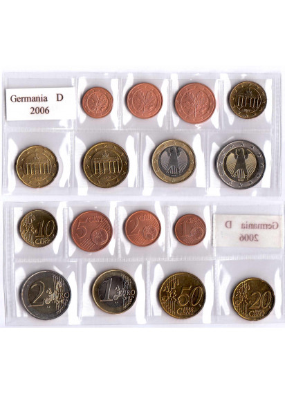 GERMANIA serie completa 8 monete anno 2006 Zecca D Fior di Conio