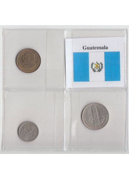 GUATEMALA set monete circolate da  1 Centavo - 5 - 10 Centavos circolate