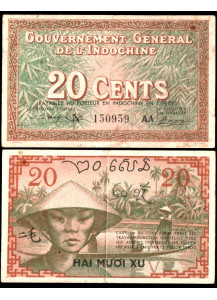 FRENCH INDOCHINA 20 Cents 1939 BB+