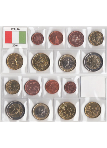 2004 - Italia Serie 8 Monete Euro Fdc tranne 10 - 20 cent Spl
