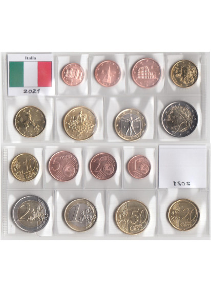 2021 - Serie 8 Monete Euro ITALIA Fior di Conio