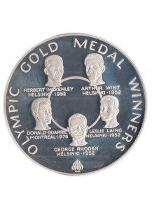 GIAMAICA 25 Dollari 1980 Ag. Vincitori di medaglie oro Olimpiche Proof