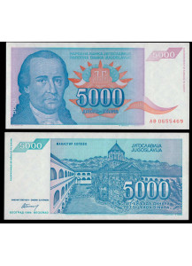 JUGOSLAVIA 5000 Dinara 1994 Fior di Stampa