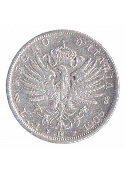 1906 Lire 1 Vittorio Emanuele III BB+ Sigillata Ag