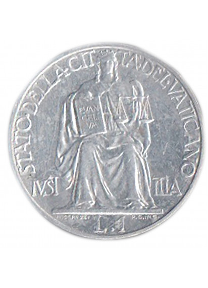 1948 - 1 Lira Pio XII Giustizia seduta con Vangelo e Bilancia Spl