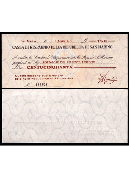 Lire 150 Banconota Miniassegno 5 Aprile 1976 Fior Di Stampa