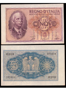 1940 - 5 Lire Vittorio Emanuele III Imperiale XVIII Fds