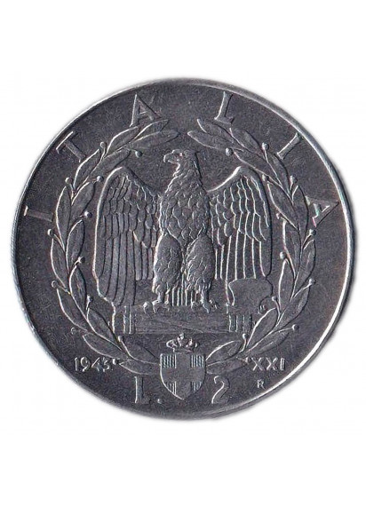 1943 - Regno D'Italia 2 Lire Impero Vittorio Emanuele III Spl/Fdc