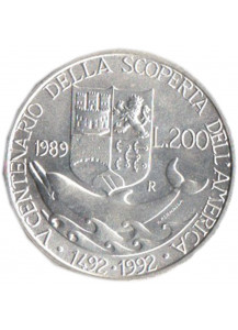 1989 -  200 lire Italia Scoperta dell'America Fdc
