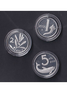 2000 - ITALIA 1 Lira + 2 + 5 Lire  Proof Fondo Specchio