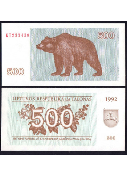 LITUANIA 500 Talonas 1992 Orso Fior di Stampa