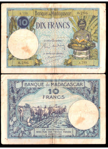 MADAGASCAR 10 franchi 1937-47 MB+