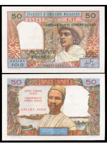 MADAGASCAR 50 Francs 10 Ariary 1969 Quasi Fior di Stampa Rara