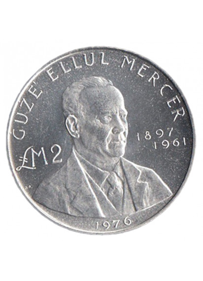 1976 - MALTA 2 Pounds Ag. Ġużè Ellul Mercer Fior di Conio