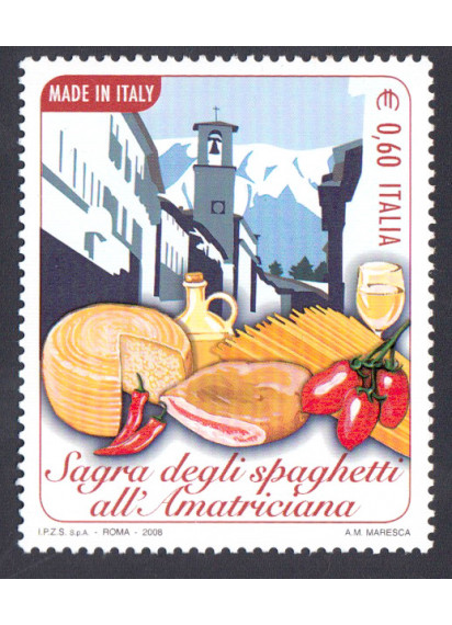 2008 - Italia francobollo Sagra degli spaghetti all'Amatriciana