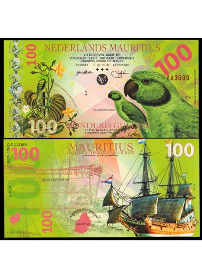 Netherlands Mauritius 100 Gulden parrocchetto di Newton 2016 Fds