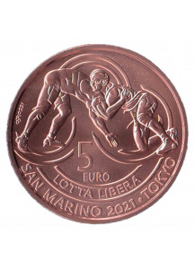 2021 - 5 Euro Rame SAN MARINO "Vittoria Medaglia Olimpica - Lotta Libera" con confezione