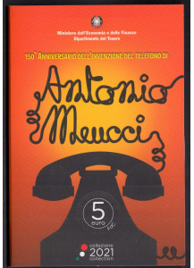 2021 - 5 Euro Rame ITALIA 150° Invenzione del Telefono - Antonio Meucci FDC