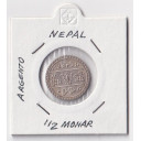 NEPAL Tribhuvan Bir Birkam 1/2 mohar 1911 Argento Spl