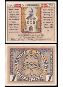 GERMANIA Notgeld 1922 1 Mark Schleswig del Nord – Augustenburg Fds