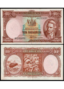 Nuova Zelanda 10 Shillings 1940-1967 "James Cook" Stupenda 
