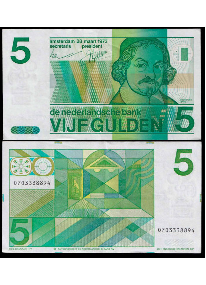 Olanda  Paesi Bassi 5 Gulden Joost van den Vondel 1973 Spl+