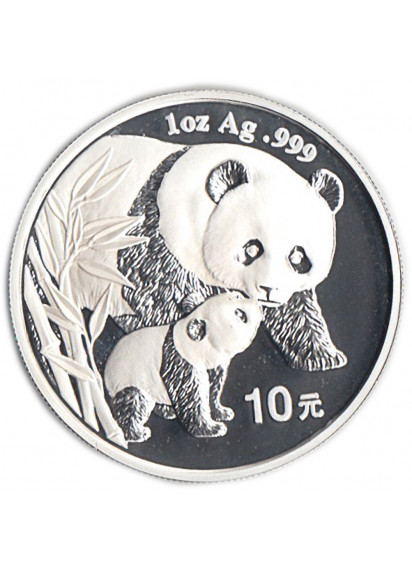 2004 CINA Panda Argento 10 Yuan 1 Oncia BU