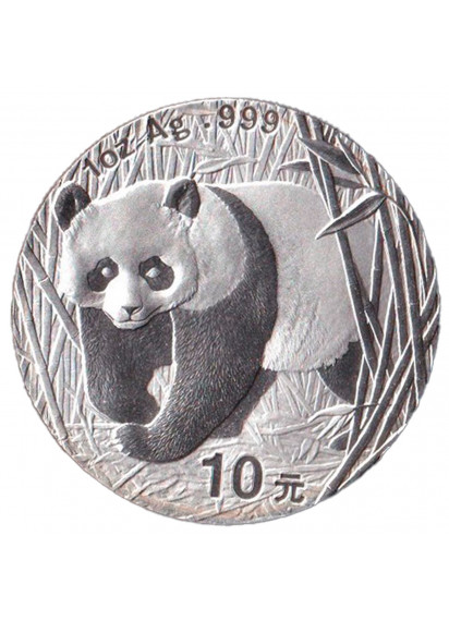 2001 CINA Panda Argento 10 Yuan 1 Oncia