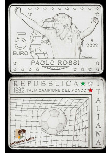 2022 - 5 Euro Ag Italy Paolo Rossi Italy World Champion Unc