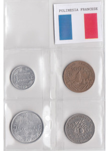 POLINESIA FRANCESE set di monete  da 1 - 5 - 20 - 100 Francs Spl