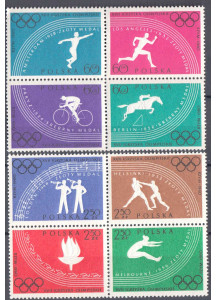 Polonia serie Giochi Olimpici 1960 Roma Rara dentellata 8 val.