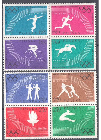 Polonia serie Giochi Olimpici 1960 Roma Rara dentellata 8 val.
