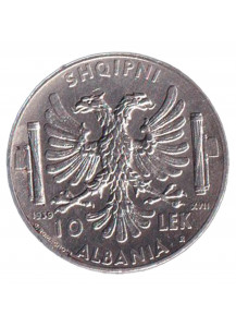 Albania Italian Colony 10 Lek Ag 1939 Extra Fine