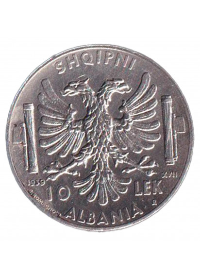 Albania Colonia Italiana 10 Lek Ag 1939 Splendida Rara