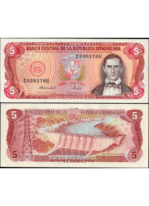 Repubblica Dominicana 5 Pesos Oro Sánchez 1988-94 Fior di Stampa