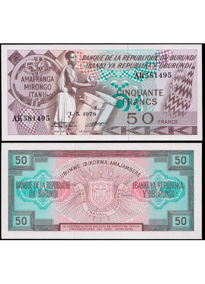 BURUNDI 50 Francs 1979 Fior di Stampa