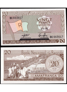 RWANDA 20 Francs 1976 Fior di Stampa