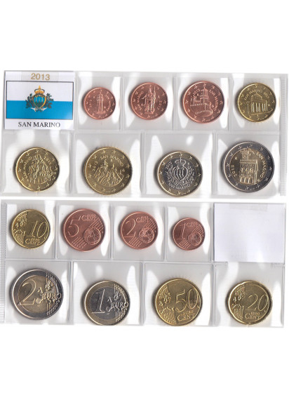  2013 - SAN MARINO Serie 8 monete euro  fior di conio da divisionale Fdc