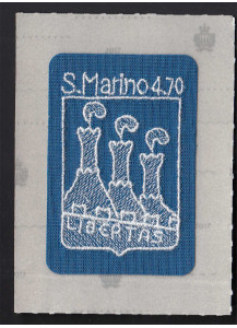 2017 San Marino francobollo ricamato 140° Anniv. della prima emissione postale Raro