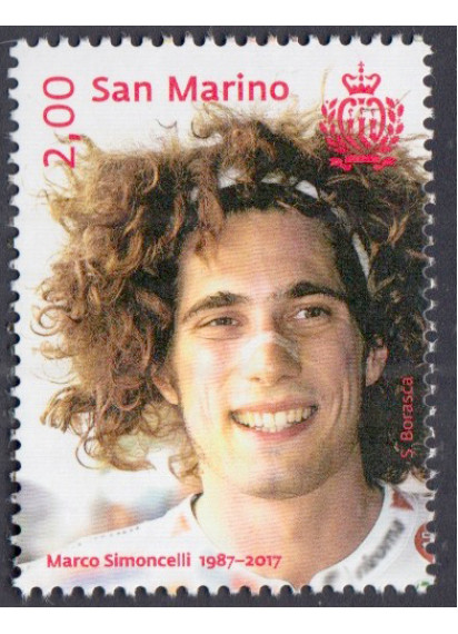 SAN MARINO 2017 francobollo Commemorativo 30° Anniv. Nascita Marco Simoncelli 