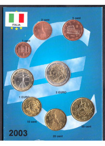 2003 - Italia Serie 8 Monete Euro Conservazione Stupenda in cartoncino