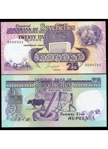 SEYCHELLES 25 Rupees ND 1989 P 33 Basso Numero Seriale Fds