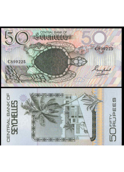 SEYCHELLES 50 Rupees Tartaruga 1989 Stupenda