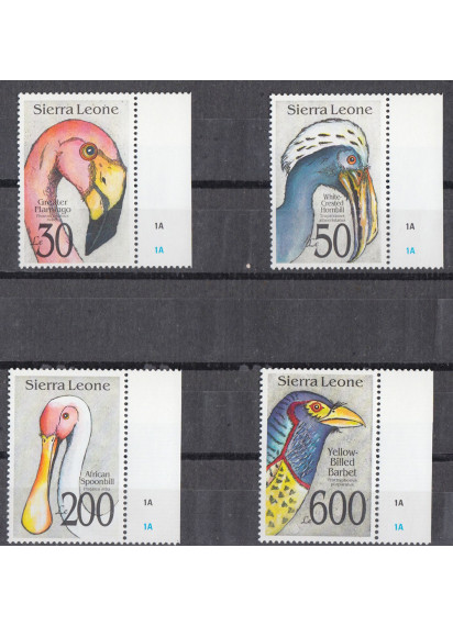 Sierra Leone 4 valori uccelli Africani nuovi serie completa 1960-75