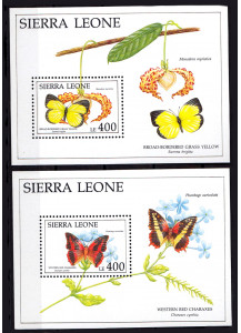 SIERRA LEONE 1981 Farfalle Coppia Foglietti BF 189/190