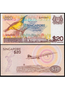 SINGAPORE 20 Dollari Yellow-Breasted Sunbird 1979 Fds